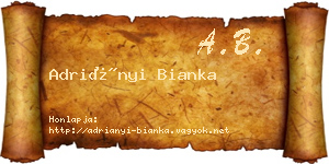 Adriányi Bianka névjegykártya