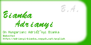 bianka adrianyi business card